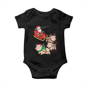 Santa Pig Sleigh Crew Baby Onesie Funny Christmas Pig Lover Gift TS12 Black Print Your Wear