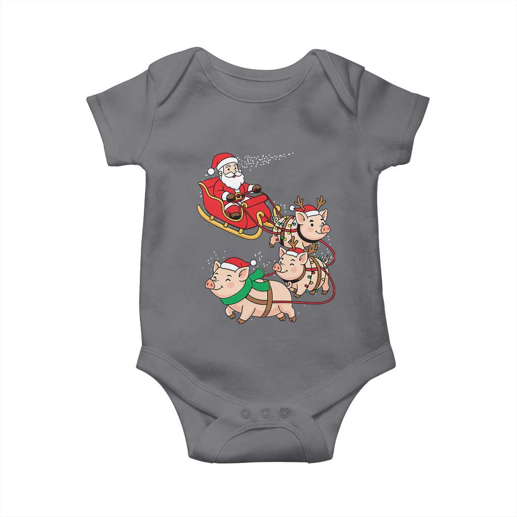 Santa Pig Sleigh Crew Baby Onesie Funny Christmas Pig Lover Gift TS12 Charcoal Print Your Wear