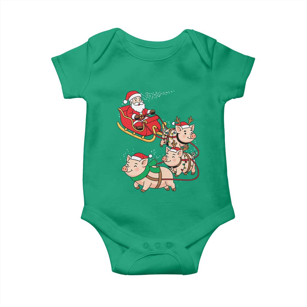 Santa Pig Sleigh Crew Baby Onesie Funny Christmas Pig Lover Gift TS12 Irish Green Print Your Wear