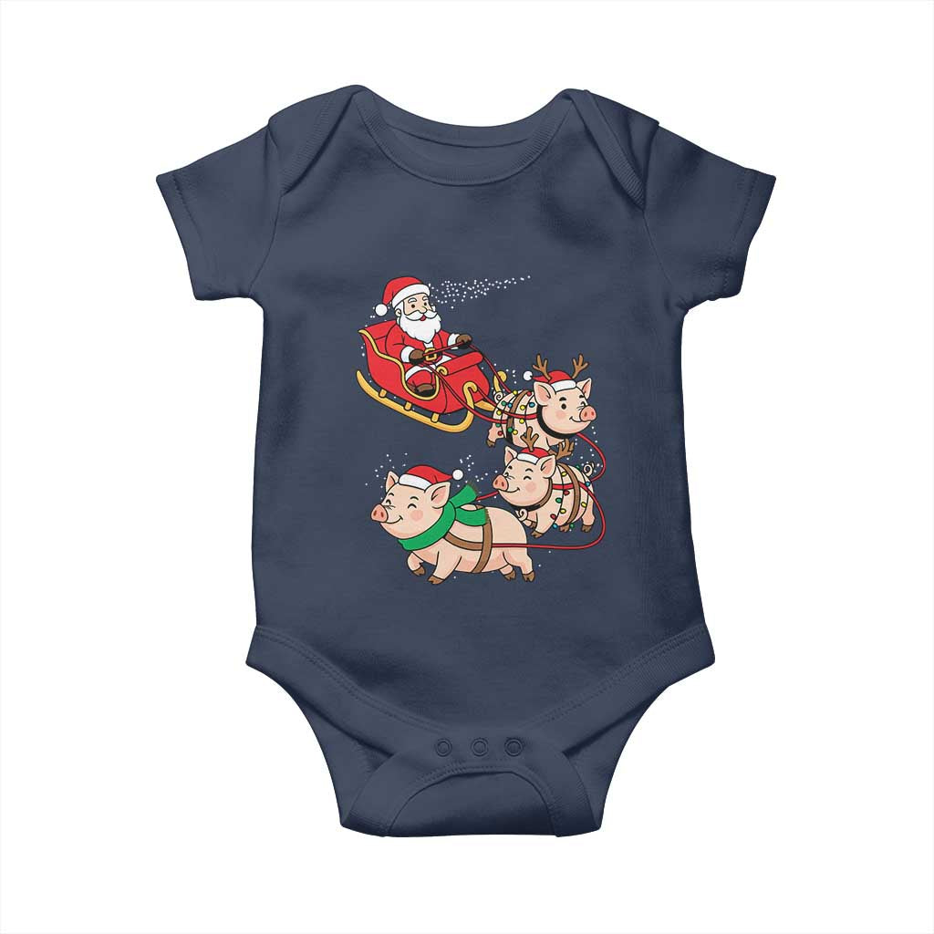 Santa Pig Sleigh Crew Baby Onesie Funny Christmas Pig Lover Gift TS12 Navy Print Your Wear