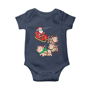 Santa Pig Sleigh Crew Baby Onesie Funny Christmas Pig Lover Gift TS12 Navy Print Your Wear