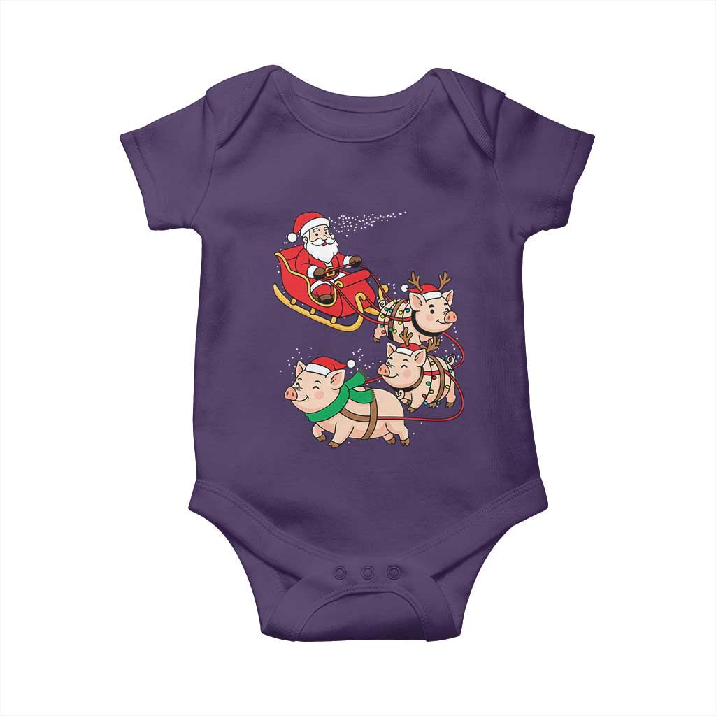 Santa Pig Sleigh Crew Baby Onesie Funny Christmas Pig Lover Gift TS12 Purple Print Your Wear