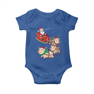 Santa Pig Sleigh Crew Baby Onesie Funny Christmas Pig Lover Gift TS12 Royal Blue Print Your Wear
