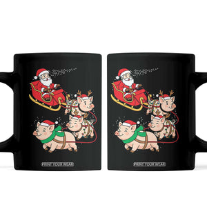 Santa Pig Sleigh Crew Coffee Mug Funny Christmas Pig Lover Gift TS12 Black Print Your Wear