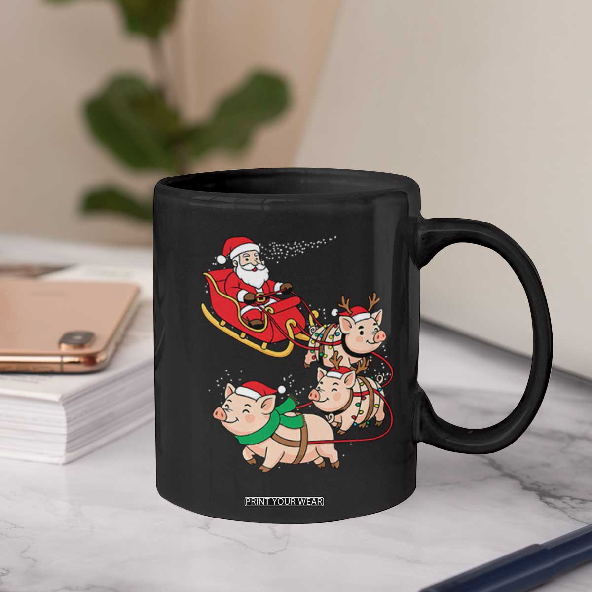 Santa Pig Sleigh Crew Coffee Mug Funny Christmas Pig Lover Gift TS12 Print Your Wear