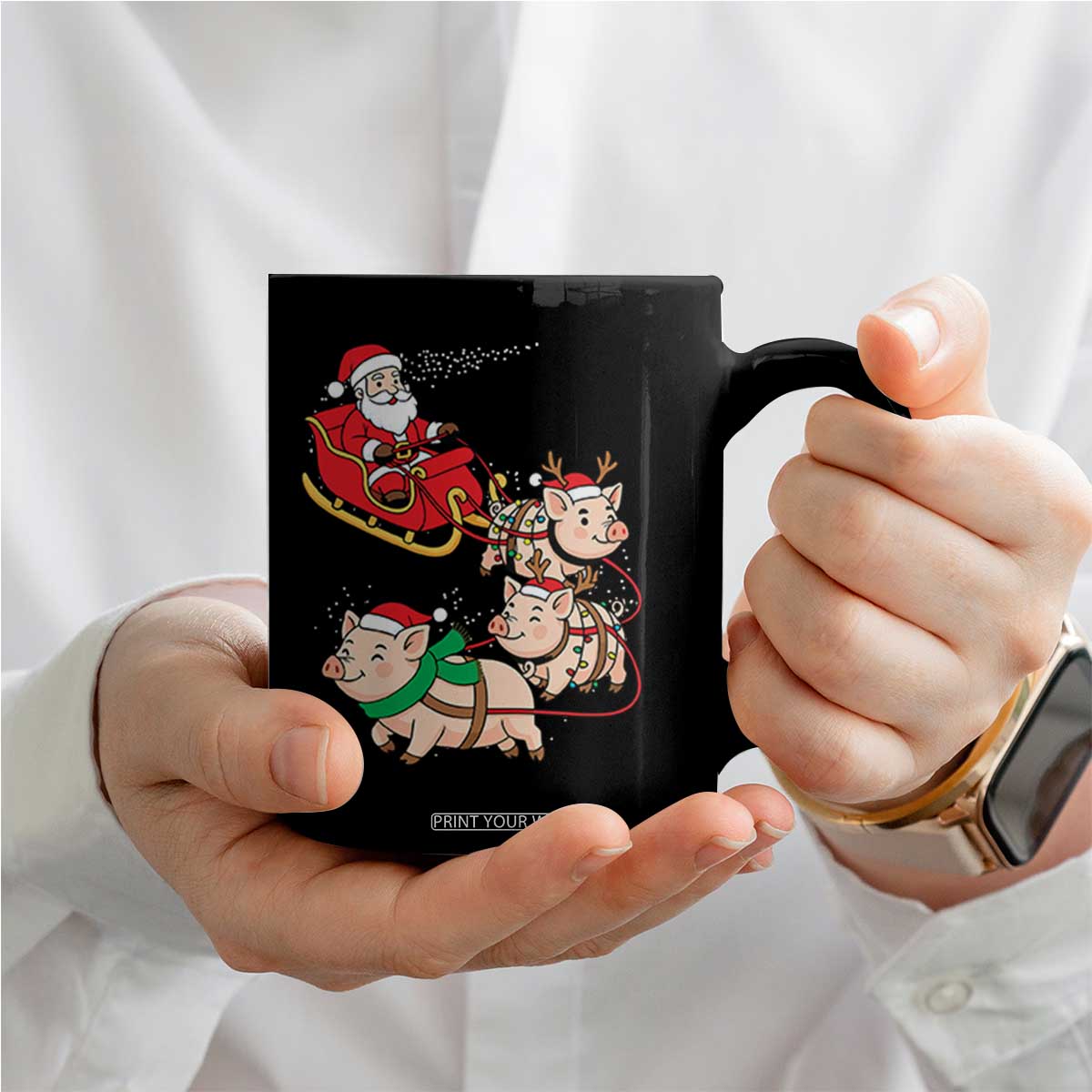 Santa Pig Sleigh Crew Coffee Mug Funny Christmas Pig Lover Gift TS12 Print Your Wear