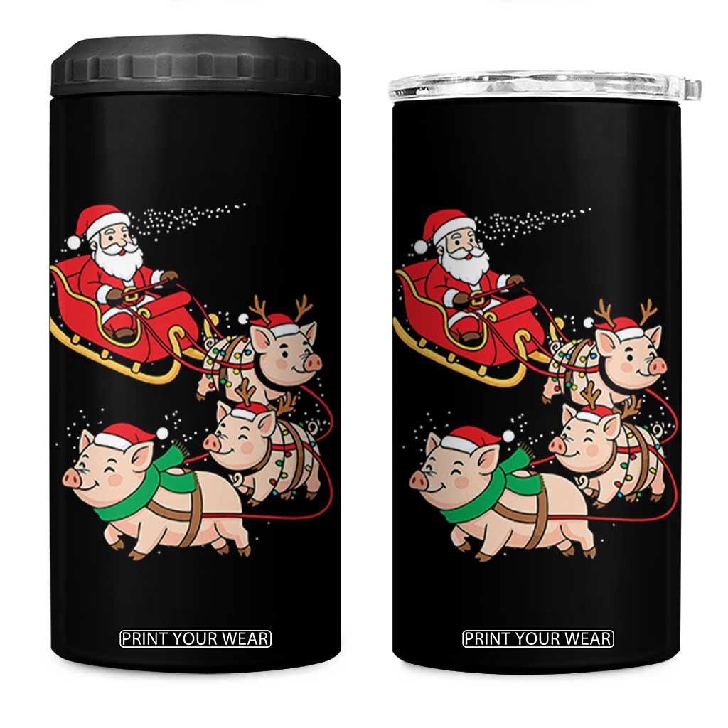 Santa Pig Sleigh Crew 4 in 1 Can Cooler Tumbler Funny Christmas Pig Lover Gift TS12 One Size: 16 oz Black Print Your Wear