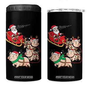 Santa Pig Sleigh Crew 4 in 1 Can Cooler Tumbler Funny Christmas Pig Lover Gift TS12 One Size: 16 oz Black Print Your Wear