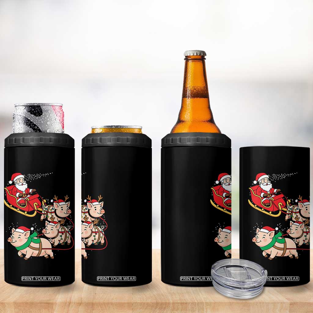 Santa Pig Sleigh Crew 4 in 1 Can Cooler Tumbler Funny Christmas Pig Lover Gift TS12 Print Your Wear