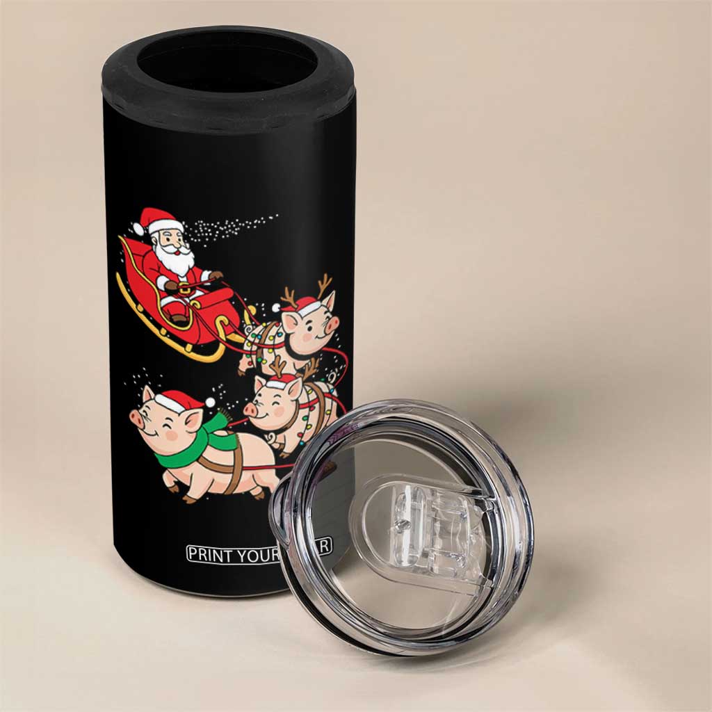 Santa Pig Sleigh Crew 4 in 1 Can Cooler Tumbler Funny Christmas Pig Lover Gift TS12 Print Your Wear