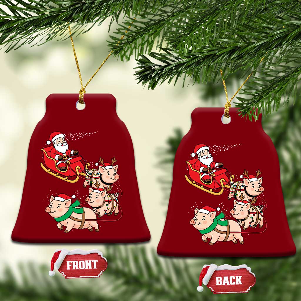 Santa Pig Sleigh Crew Ceramic Ornament Funny Christmas Pig Lover Gift TS12 Print Your Wear