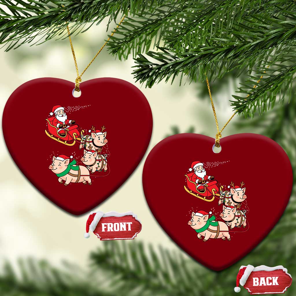 Santa Pig Sleigh Crew Ceramic Ornament Funny Christmas Pig Lover Gift TS12 Print Your Wear