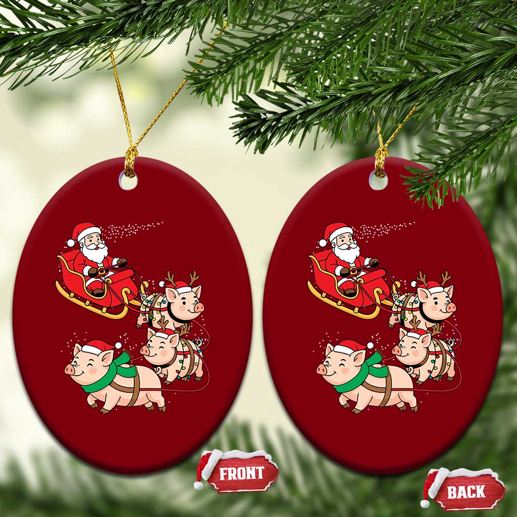 Santa Pig Sleigh Crew Ceramic Ornament Funny Christmas Pig Lover Gift TS12 Print Your Wear
