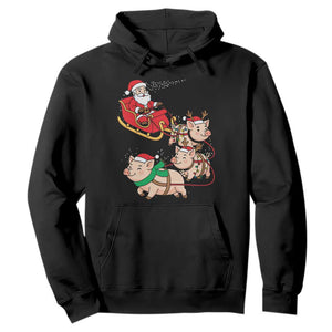 Santa Pig Sleigh Crew Hoodie Funny Christmas Pig Lover Gift TS12 Black Print Your Wear
