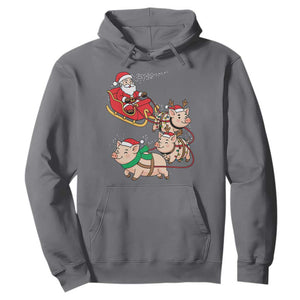 Santa Pig Sleigh Crew Hoodie Funny Christmas Pig Lover Gift TS12 Charcoal Print Your Wear