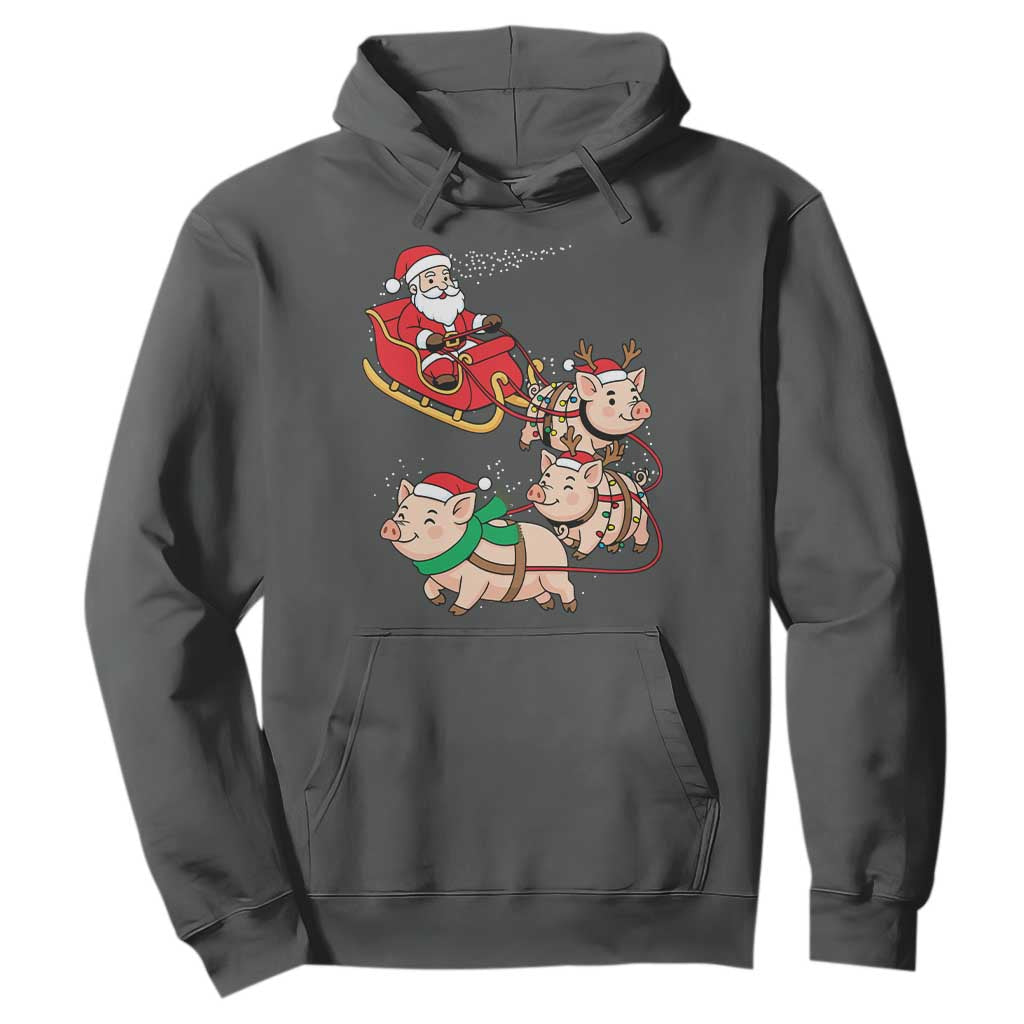 Santa Pig Sleigh Crew Hoodie Funny Christmas Pig Lover Gift TS12 Dark Heather Print Your Wear