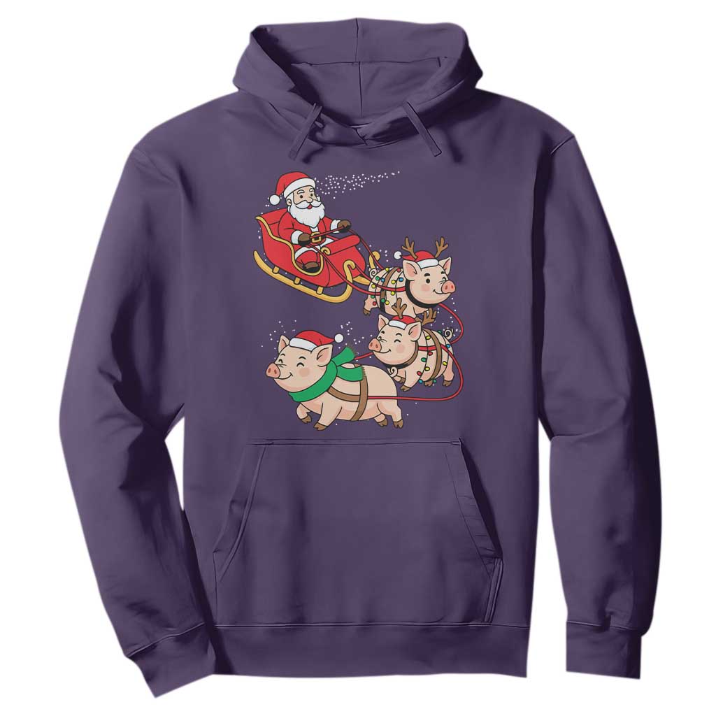 Santa Pig Sleigh Crew Hoodie Funny Christmas Pig Lover Gift TS12 Purple Print Your Wear