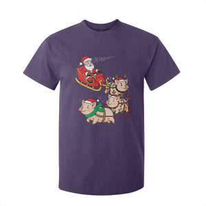 Santa Pig Sleigh Crew T Shirt For Kid Funny Christmas Pig Lover Gift TS12 Purple Print Your Wear
