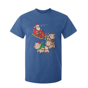 Santa Pig Sleigh Crew T Shirt For Kid Funny Christmas Pig Lover Gift TS12 Royal Blue Print Your Wear