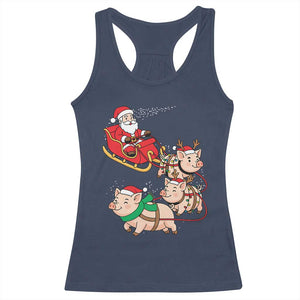 Santa Pig Sleigh Crew Racerback Tank Top Funny Christmas Pig Lover Gift TS12 Navy Print Your Wear