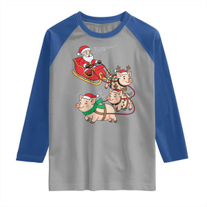 Santa Pig Sleigh Crew Raglan Shirt Funny Christmas Pig Lover Gift TS12 Sport Gray Royal Print Your Wear