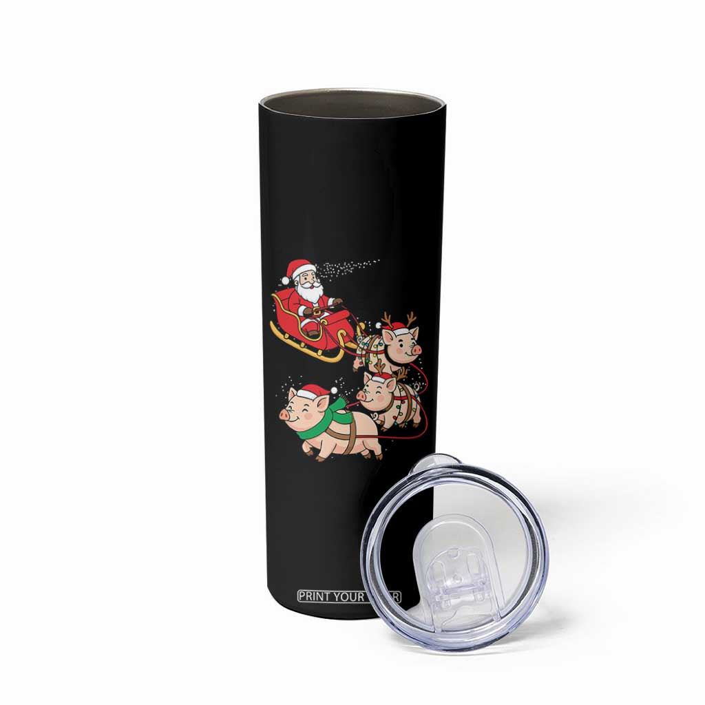Santa Pig Sleigh Crew Skinny Tumbler Funny Christmas Pig Lover Gift TS12 Print Your Wear