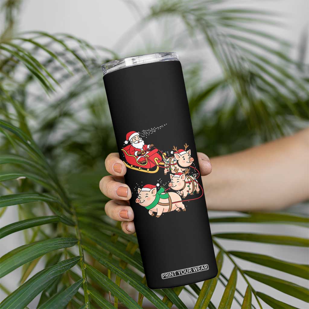 Santa Pig Sleigh Crew Skinny Tumbler Funny Christmas Pig Lover Gift TS12 Print Your Wear