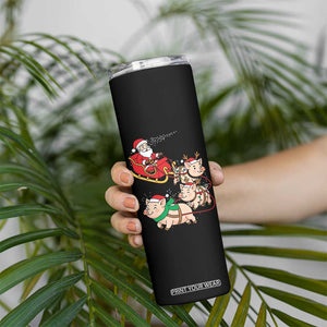Santa Pig Sleigh Crew Skinny Tumbler Funny Christmas Pig Lover Gift TS12 Print Your Wear
