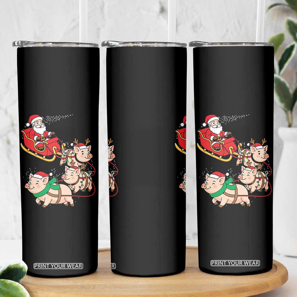 Santa Pig Sleigh Crew Skinny Tumbler Funny Christmas Pig Lover Gift TS12 Print Your Wear
