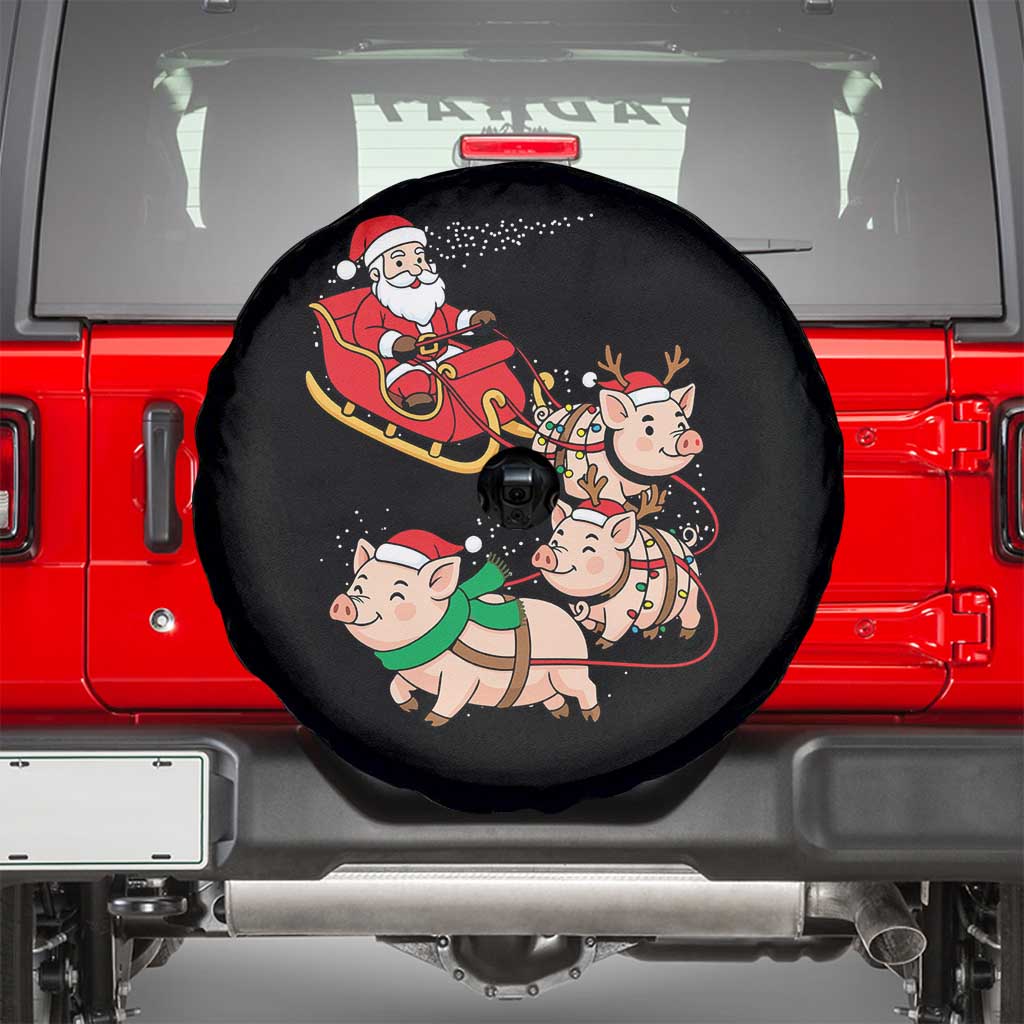 Santa Pig Sleigh Crew Spare Tire Cover Funny Christmas Pig Lover Gift TS12 Black Print Your Wear
