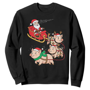 Santa Pig Sleigh Crew Sweatshirt Funny Christmas Pig Lover Gift TS12 Black Print Your Wear