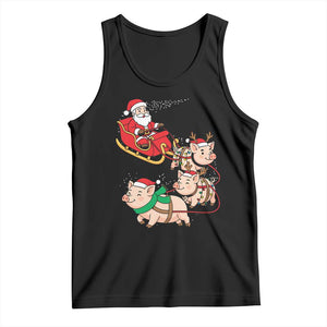 Santa Pig Sleigh Crew Tank Top Funny Christmas Pig Lover Gift TS12 Black Print Your Wear