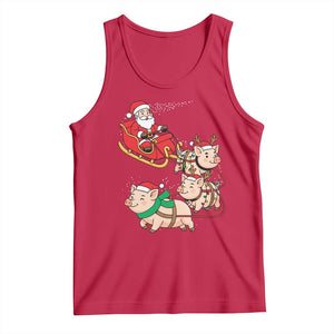 Santa Pig Sleigh Crew Tank Top Funny Christmas Pig Lover Gift TS12 Red Print Your Wear