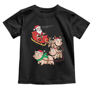 Santa Pig Sleigh Crew Toddler T Shirt Funny Christmas Pig Lover Gift TS12 Black Print Your Wear