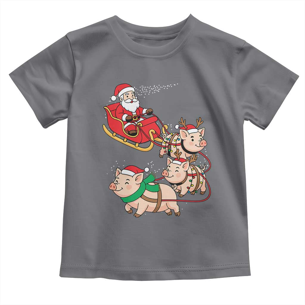 Santa Pig Sleigh Crew Toddler T Shirt Funny Christmas Pig Lover Gift TS12 Charcoal Print Your Wear