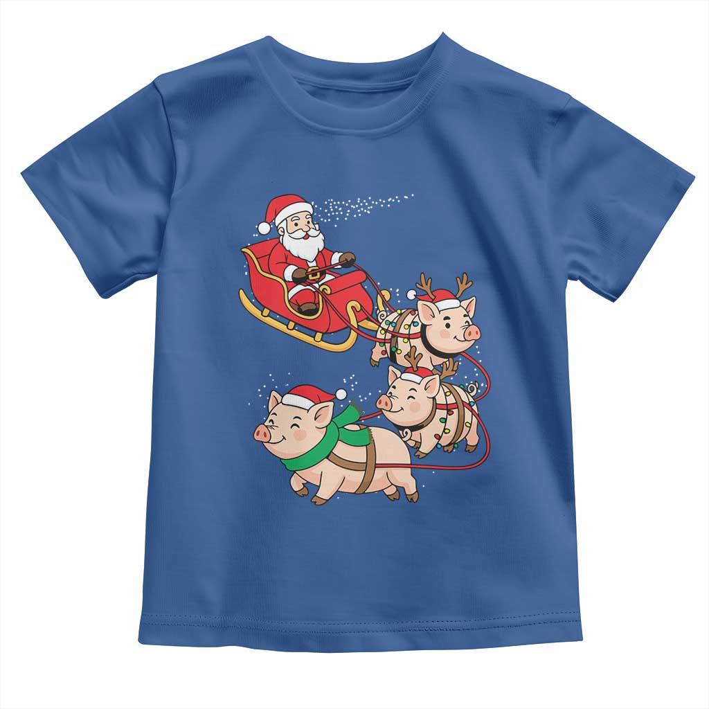 Santa Pig Sleigh Crew Toddler T Shirt Funny Christmas Pig Lover Gift TS12 Royal Blue Print Your Wear