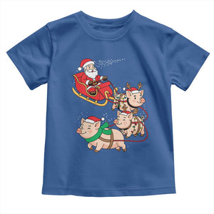 Santa Pig Sleigh Crew Toddler T Shirt Funny Christmas Pig Lover Gift TS12 Royal Blue Print Your Wear