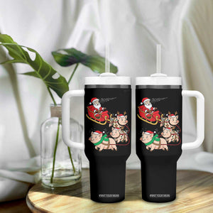 Santa Pig Sleigh Crew Tumbler With Handle Funny Christmas Pig Lover Gift TS12 Print Your Wear
