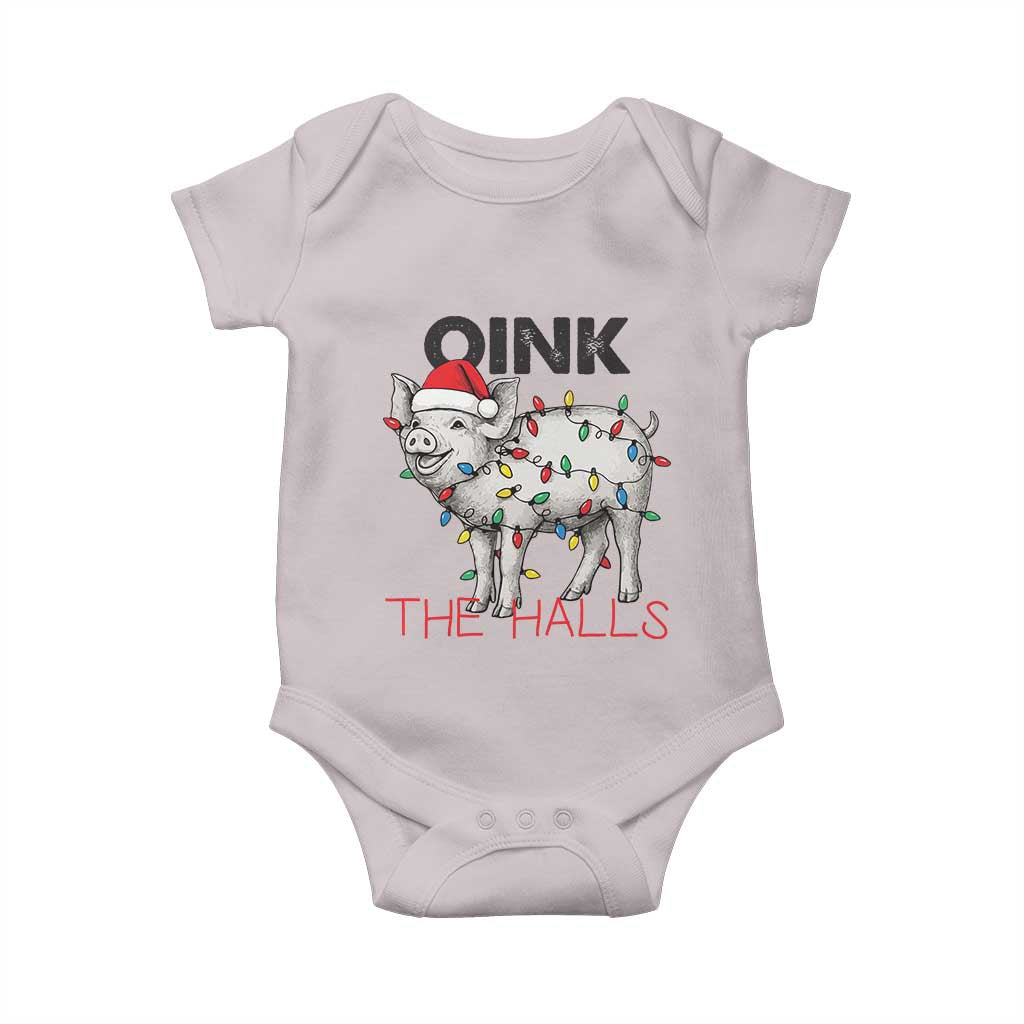 Oink The Halls Baby Onesie Funny Christmas Pig Lover Gift TS12 Ice Gray Print Your Wear