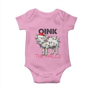 Oink The Halls Baby Onesie Funny Christmas Pig Lover Gift TS12 Light Pink Print Your Wear