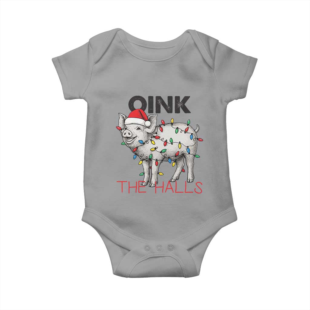 Oink The Halls Baby Onesie Funny Christmas Pig Lover Gift TS12 Sport Gray Print Your Wear