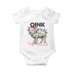 Oink The Halls Baby Onesie Funny Christmas Pig Lover Gift TS12 White Print Your Wear