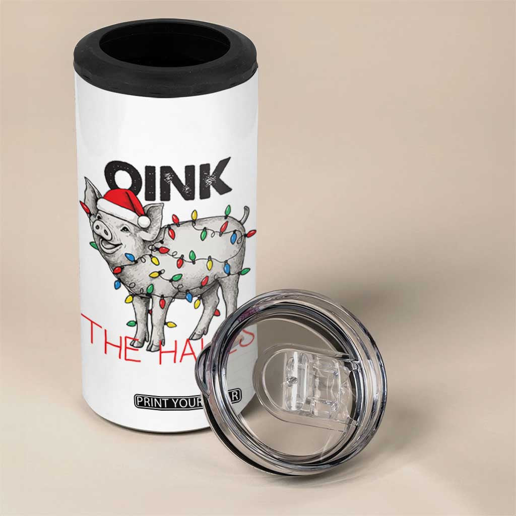 Oink The Halls 4 in 1 Can Cooler Tumbler Funny Christmas Pig Lover Gift TS12 Print Your Wear