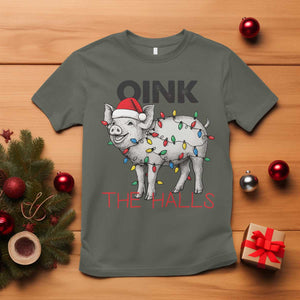 Oink The Halls T Shirt Funny Christmas Pig Lover Gift TS12 Military Green Print Your Wear