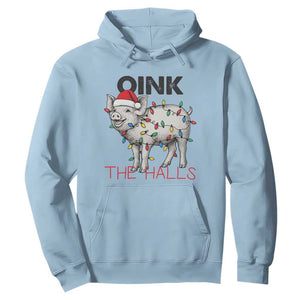 Oink The Halls Hoodie Funny Christmas Pig Lover Gift TS12 Light Blue Print Your Wear