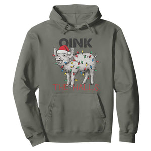 Oink The Halls Hoodie Funny Christmas Pig Lover Gift TS12 Military Green Print Your Wear
