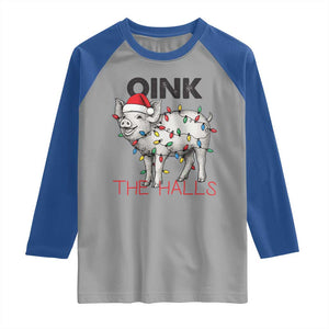 Oink The Halls Raglan Shirt Funny Christmas Pig Lover Gift TS12 Sport Gray Royal Print Your Wear