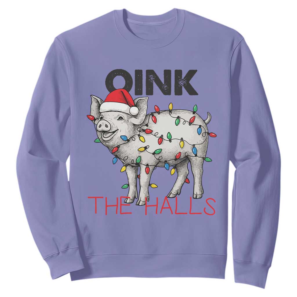 Oink The Halls Sweatshirt Funny Christmas Pig Lover Gift TS12 Violet Print Your Wear