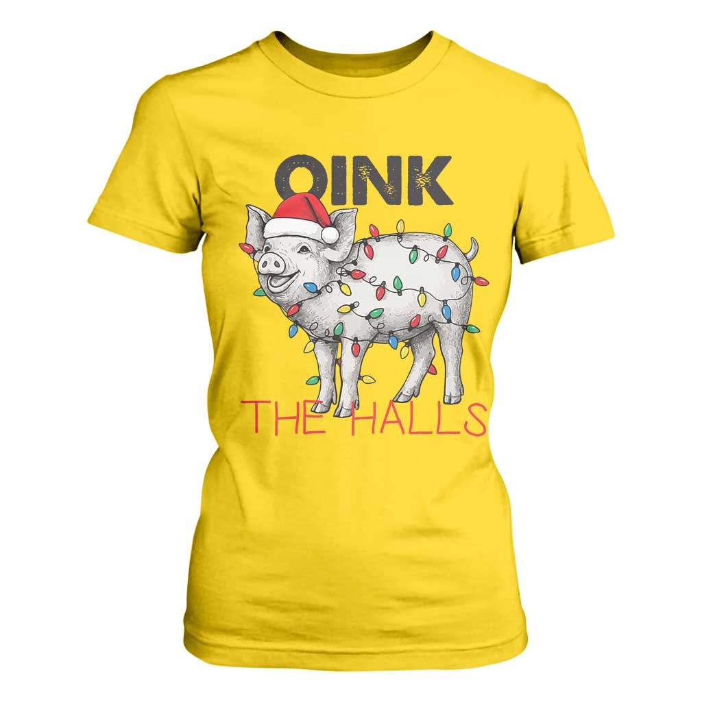 Oink The Halls T Shirt For Women Funny Christmas Pig Lover Gift TS12 Daisy Print Your Wear