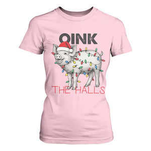 Oink The Halls T Shirt For Women Funny Christmas Pig Lover Gift TS12 Light Pink Print Your Wear